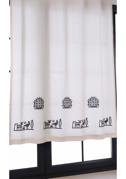 Hitit Geyik ve Güneşi Baskılı %100 Pamuklu Düz Keten + Tokat Taş Tahta Baskı Güneşlik Buldan Perdesi fiyatları