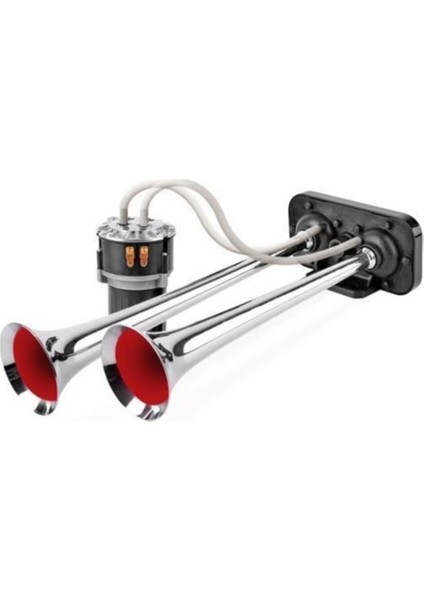 12V 2 Borulu Krom Kompresörlü Korna Fala Fala 15A-20A Akım 110/115DB 85KH012