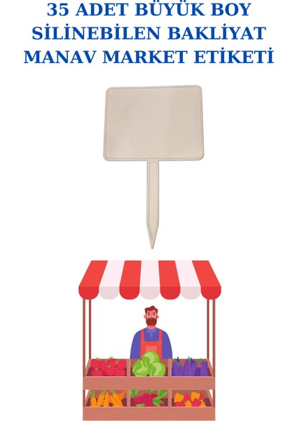 35 Adet Büyük Boy Yaz Sil Sapla Bakliyat Etiketliği Manav Etiketliği Pazarcı Etiketi