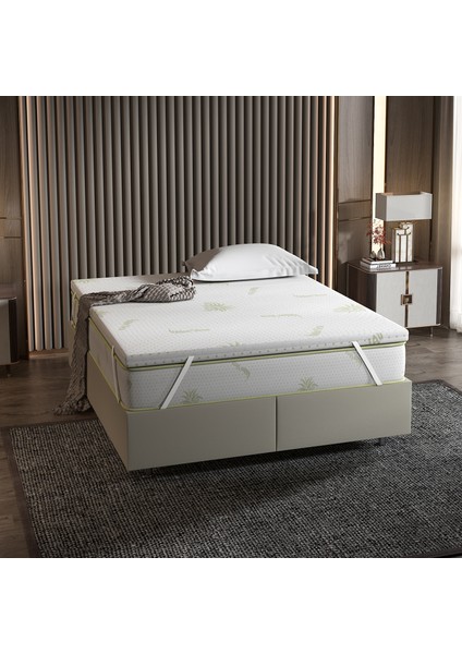 Yatak Pedi, Kuş Tüy Süngerli, Full Ortopedik Aloevera Yatak Pedi, 130X190 cm