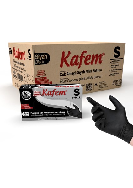 Çok Amaçlı Siyah Nitril Eldiven S 100'lü x 20 Paket Koli