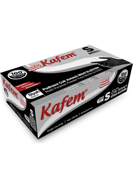 Çok Amaçlı Siyah Nitril Eldiven S 100'lü x 20 Paket Koli