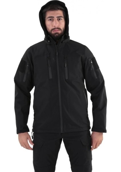 Astüm Askeri Malzeme Softshell Su ve Rüzgar Geçirmez Mont (Siyah)