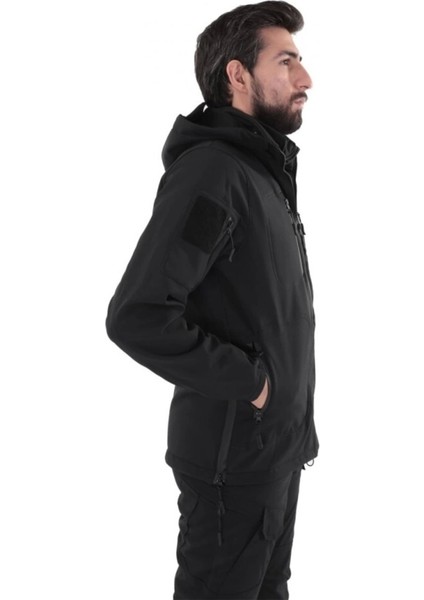 Astüm Askeri Malzeme Softshell Su ve Rüzgar Geçirmez Mont (Siyah)