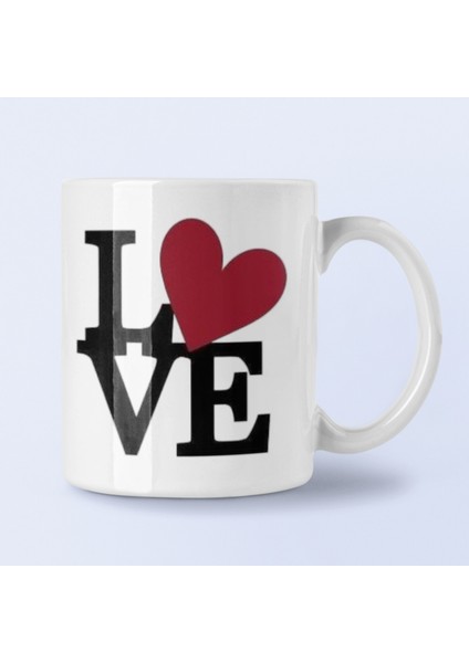 Love Yazılı 14şubat Sevgililer Günü Baskılı Hediyelik Kupa Bardak