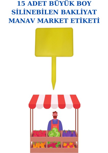 15 Adet Büyük Boy Yaz Sil Sapla Bakliyat Etiketliği Manav Etiketliği Pazarcı Etiketi