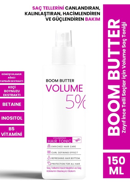 Boom Butter Zayıf İnce Telli Saçlar Için Volume Saç Toniği 150 ml