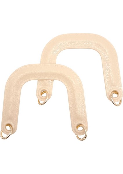 Yaylı Halkalı Akrilik Görünümlü Plastik Çanta Sapı Krem Renk Light Gold Metalli