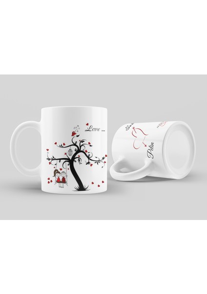 Love Is With You Salıncaktaki Çift 14 Şubat Sevgililer Günü Hediyelik Kupa Bardak modelleri