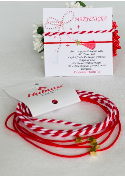 2’li 5 Set Marteniçka Kırmızı Mart Ipi Dilek Bileklik Seti