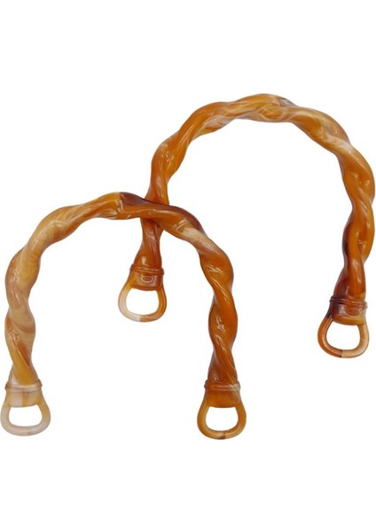 Burgu Model Akrilik Görünümlü Plastik Çanta Sapı Taba Renk