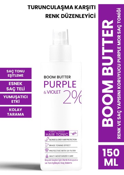 Boom Butter Renk Ve Saç Yapısını Koruyucu Purple Mor Saç Toniği 150ml