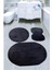 3'lü Siyah Oval Peluş Post Yumuşak Yıkanabilir Banyo Halısı Klozet TAKIMI(80X120-80X50-60X60D) 2