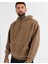 Kapüşonlu Uzun Kollu Kanguru Cepli Peluş Sweatshirt 1