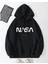 Unisex Siyah Nasa Baskılı Kapüşonlu Sweatshirt 1