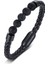 19CM Tarzı Stel-9 Özel Oyulmuş Isim Bilezik Erkekler Kadınlar Için Tek Deri Boncuk Braclet Punk Siyah Altın Paslanmaz Çelik Boncuklu Bilezikler (Yurt Dışından) 2
