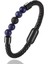 19CM Tarzı Stel-21 Özel Oyulmuş Isim Bilezik Erkekler Kadınlar Için Tek Deri Boncuk Braclet Punk Siyah Altın Paslanmaz Çelik Boncuklu Bilezikler (Yurt Dışından) 1