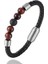 21CM Tarzı Stel-10 Özel Oyulmuş Isim Bilezik Erkekler Kadınlar Için Tek Deri Boncuk Braclet Punk Siyah Altın Paslanmaz Çelik Boncuklu Bilezikler (Yurt Dışından) 1