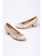 5 cm Topuklu Taşlı Ortopedik Taban Stiletto Bej 4