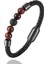 21CM Tarzı Stel-12 Özel Oyulmuş Isim Bilezik Erkekler Kadınlar Için Tek Deri Boncuk Braclet Punk Siyah Altın Paslanmaz Çelik Boncuklu Bilezikler (Yurt Dışından) 1