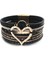 Siyah Allyes Metal Aşk Kalp Charm Deri Bilezikler Kadınlar Için Moda Bohemian Rhinestone Reçine Wrap Bilezik Bileklik Çift Takı (Yurt Dışından) 1
