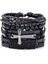 Ayarlanabilir Stil A8 Eif Dock Örgülü Wrap Siyah Gotik Kafatası Deri Erkekler Için Bilezikler Vintage Korsan Yıldız Charm El Yapımı Etnik Tribal Bileklikler (Yurt Dışından) 1