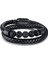 19CM Tarzı Stel-25 Özel Oyulmuş Isim Bilezik Erkekler Kadınlar Için Tek Deri Boncuk Braclet Punk Siyah Altın Paslanmaz Çelik Boncuklu Bilezikler (Yurt Dışından) 1
