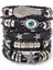 Ayarlanabilir Stil A41 Eif Dock Örgülü Wrap Siyah Gotik Kafatası Deri Erkekler Için Bilezikler Vintage Korsan Yıldız Charm El Yapımı Etnik Tribal Bileklikler (Yurt Dışından) 1