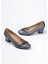 5 cm Topuklu Taşlı Ortopedik Taban Stiletto Platin Parıltılı 2