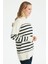 21436 Çizgili Örgü Detaylı Triko Tunik Qks Tunik 21436 #23-123 1