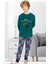 702U Erkek Çocuk Uzun Kollu Pijama Takımı-Yeşil 1