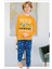 707Gu Erkek Çocuk Garson Boy Uzun Kollu Pijama Takımı-Hardal 1