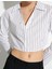 Crop Tişört Uzun Kollu Klasik Yaka Düğmeli 5