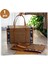 Piknik Dokuma Sepet Hasır Saklama Çantası Kolu Katlanmış Meyve Alışveriş Gıda Kolu Rattan Çim Katlanabilir Bambu Sepet B (Yurt Dışından) 5
