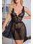 Seksi Siyah Tül Babydoll Dantel Gecelik 15501 2
