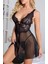 Seksi Siyah Tül Babydoll Dantel Gecelik 15501 4