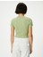Dokulu Crop T-Shirt Kısa Kollu Bisiklet Yaka Slim Fit 4