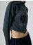 Kolej Crop Sweatshirt Fermuarlı Dik Yaka Baskılı 5