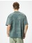 Oversize T-Shirt Yıkamalı Bisiklet Yaka Kısa Kollu 4