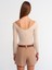 80830 Kemerli Duble Mini Şort Etek-Camel 2
