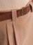 80830 Kemerli Duble Mini Şort Etek-Camel 3