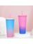 Yaratıcı Çift Katmanlı Plastik Pipetli Bardak 710ML (Yurt Dışından) 4