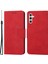 Samsung Galaxy A34 Için 5g Tam Koruma Koruma Düz Renk Deri Manyetik Stand Cüzdan Strap-Red ile Flip Telefon Kılıfı (Yurt Dışından) 1
