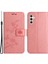 Samsung Galaxy A24 Için 4g Baskılı Kelebek Çiçek Pu Deri Cüzdan Stand Strap-Pink ile Telefon Kılıfı (Yurt Dışından) 1