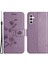 Samsung Galaxy A24 Için 4g Baskılı Kelebek Çiçek Pu Deri Cüzdan Stand Strap-Purple Telefon Kılıfı (Yurt Dışından) 1