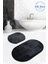 2'li Siyah Oval Düz Renk Peluş Post Yumuşak Yıkanabilir Banyo Halısı Klozet TAKIMI(100X60-60X50) 1