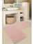 (80 x 50 cm - 50 x 40 cm) 2'li Pudra Peluş Post Yumuşak Yıkanabilir Banyo Halısı Klozet Takımı 1