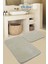 (80 x 50 cm - 50 x 40 cm) 2'li Bej Peluş Post Yumuşak Yıkanabilir Banyo Halısı Klozet Takımı 1