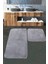 (75 x 120 cm - 75 x 50 cm) 2'li Gri Peluş Post Yumuşak Yıkanabilir Banyo Halısı Klozet Takımı 1