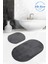 2'li Antrasit Oval Düz Renk Peluş Post Yumuşak Yıkanabilir Banyo Halısı Klozet TAKIMI(80 x 120 cm - 80 x 50 cm) 1